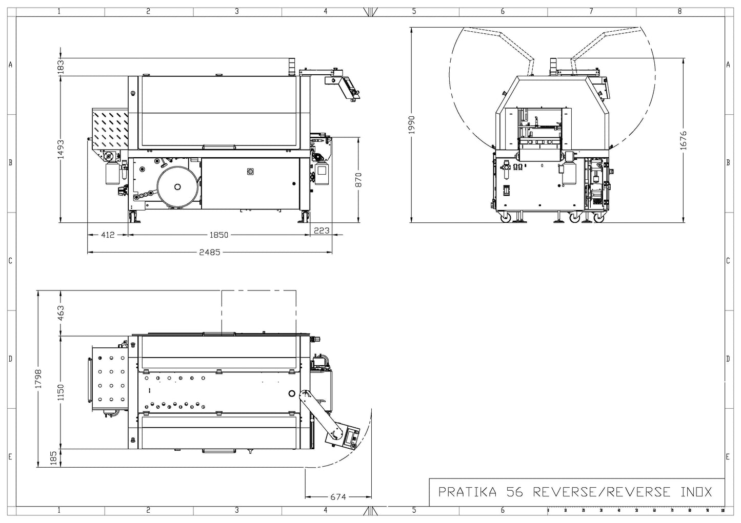 Krympepakker Pratika 56 MPE X2 Inox, teknisk tegning - Minipack-Torre - Casy.no