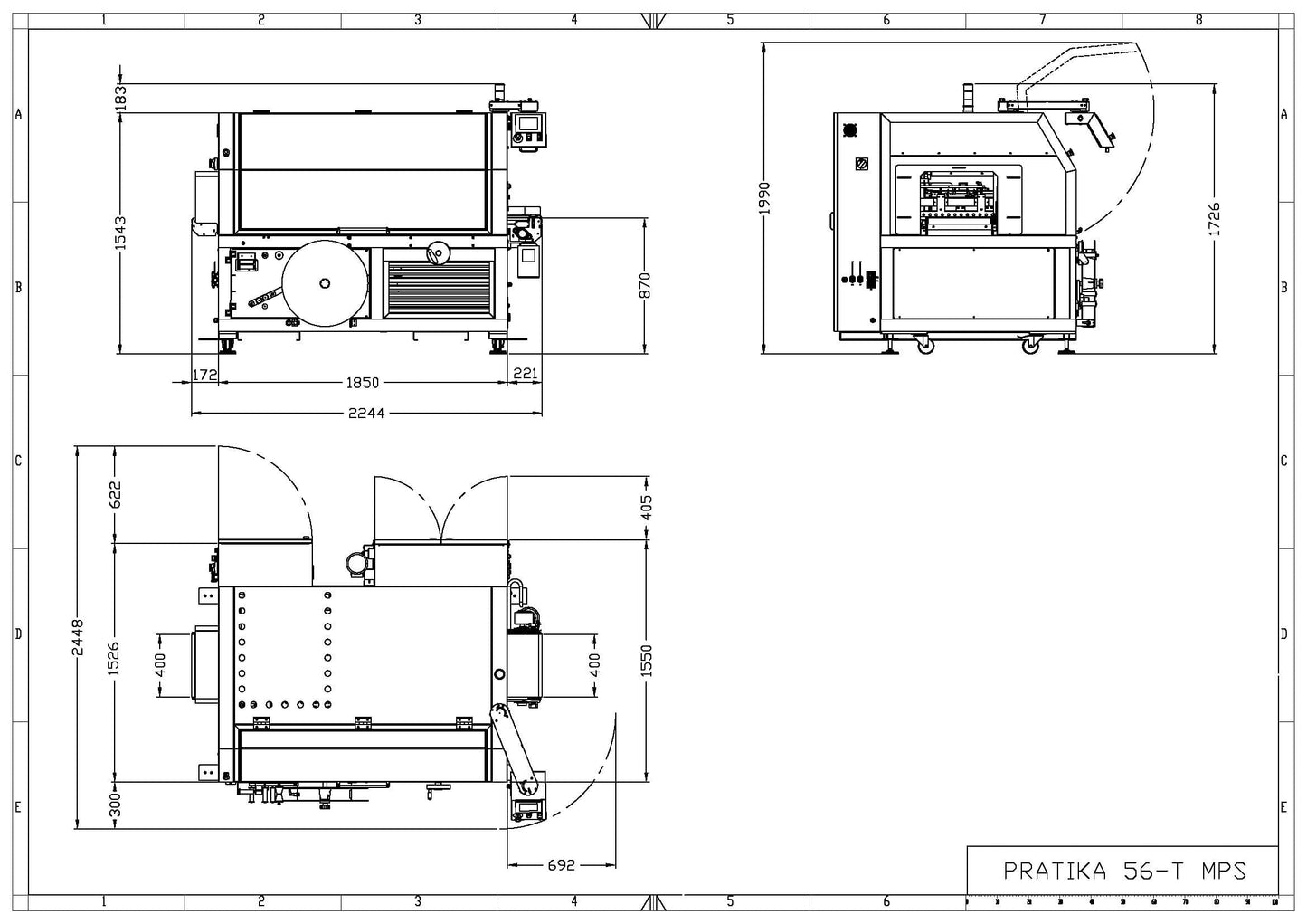 Krympepakker Pratika 56- T MPS, teknisk tegning - Minipack-Torre - Casy.no