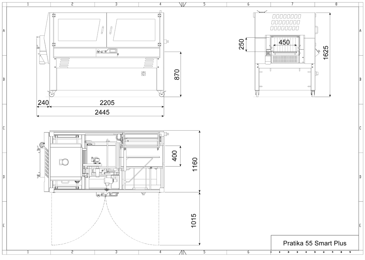 Krympepakkea Pratika 55 Smart Plus, teknisk tegning - Minipack-Torre - Casy.no