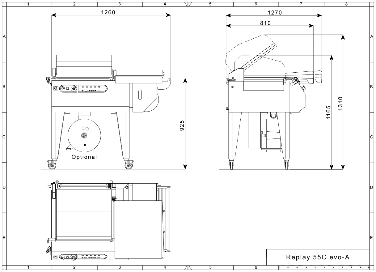Krympepakker Replay 55 C Evo-A, teknisk tegning - Minipack-Torre - Casy.no