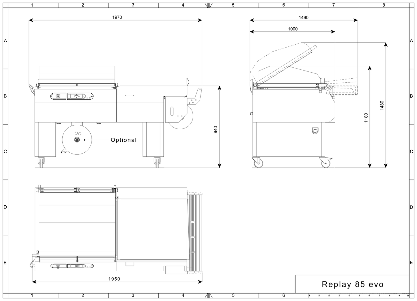 Krympepakker Replay 85 evo, teknisk tegning - Minipack-Torre - Casy.no