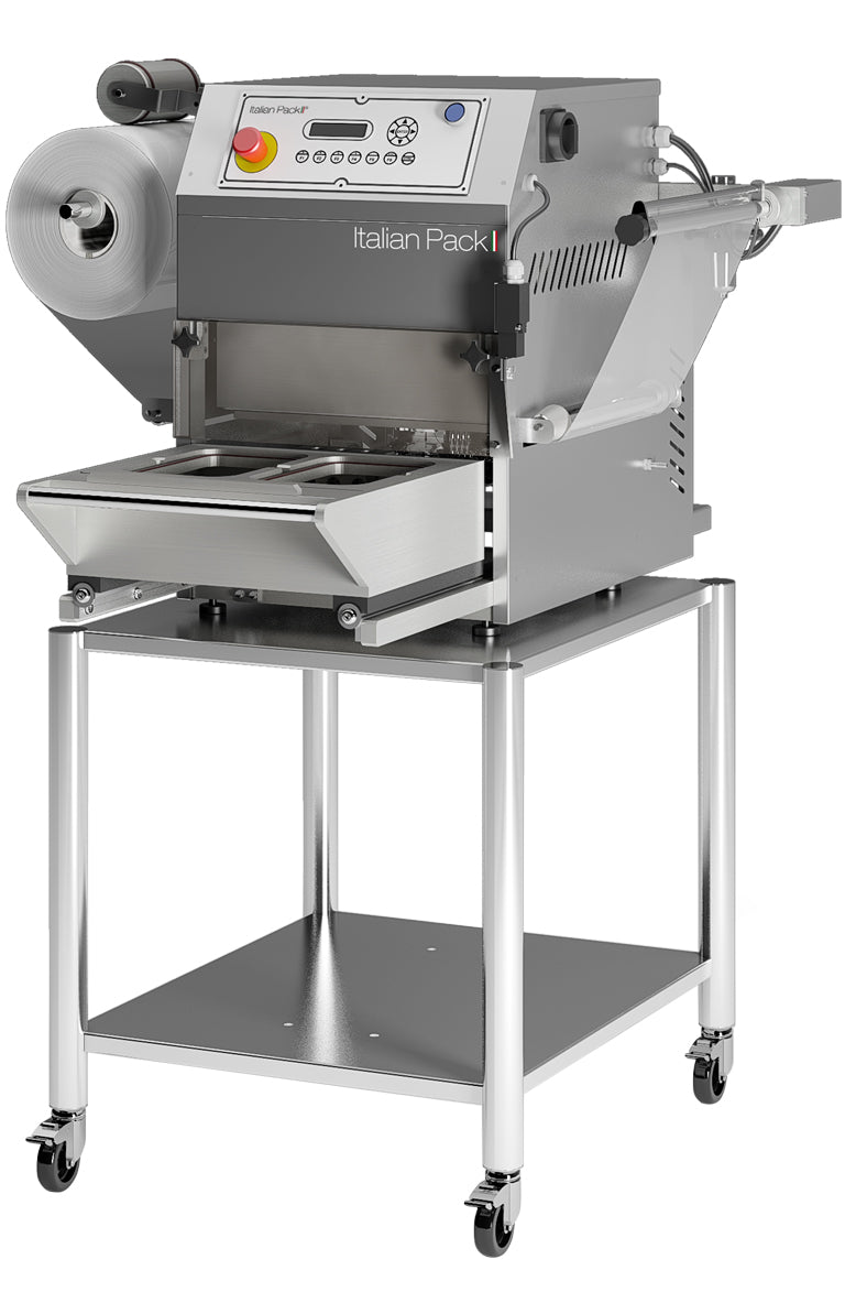 Oceania Mini skålpakkemaskin, bordmodell, på bord m/hjul - Italianpack - Casy.no